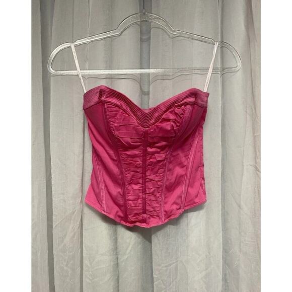 Vtg Y2K BEBE CORSET PINK BARBIECORE SIZE XXS RUFFLES - Picture 1 of 16